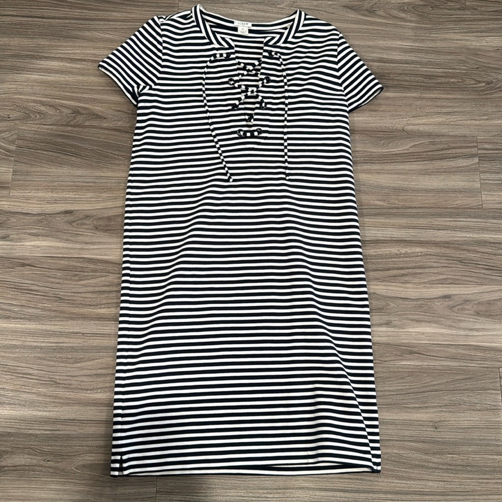 J-Crew Navy and White Striped Dress